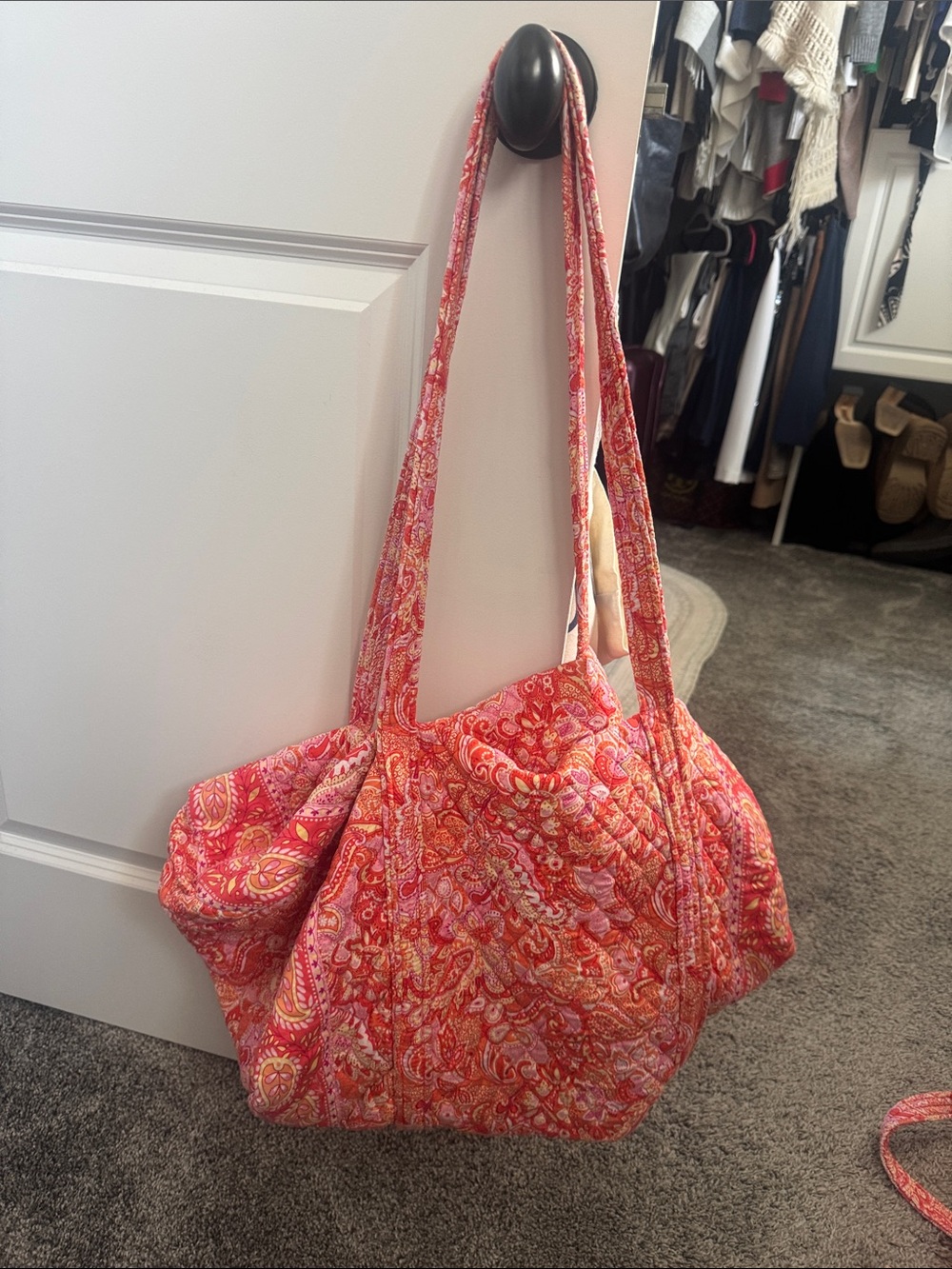 Vera Bradley Coral Pink Paisley Quilted Tote